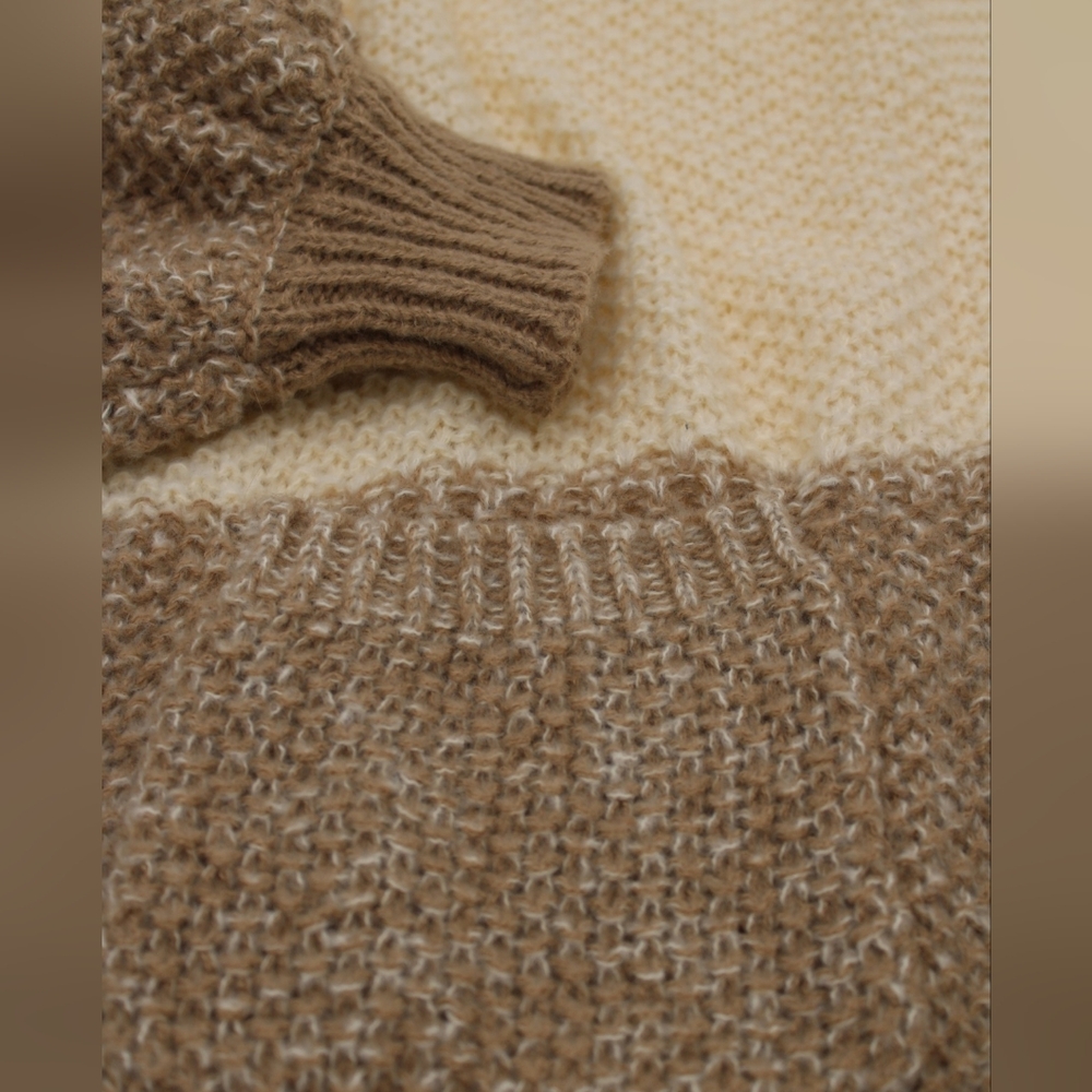 White Birch Cardigan Sweater – Women’s Loose Knit – Tan/Cream/Brown – Pockets - Picture 3 of 5